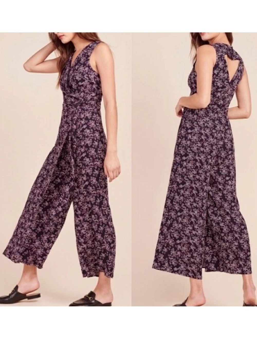 NWT Jack by BB Dakota Swish Floral Maxi Jumpsuit Wide Leg Boho Romper 10
